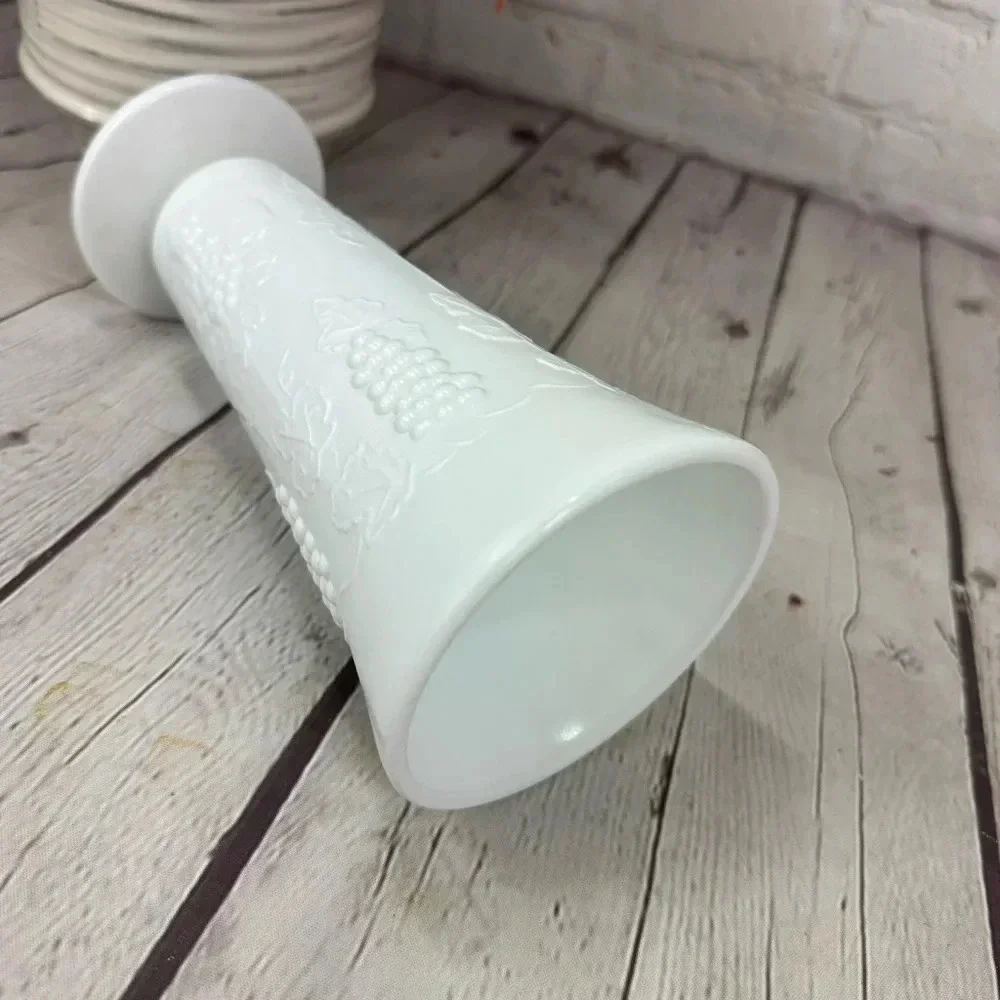 milk glass vase with grapes